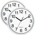 Bernhard Products White Wall Clocks Large 13 Inch, Silent Non Ticking 2 Pack, Quality Quartz Battery Operated Round Easy to Read Home/Office/Business/Classroom/School Clock, Black