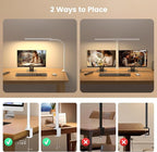 Upgraded LED Desk Lamp for Home Office with RGB, Rotatable Computer Desk Light with Remote, Eye Caring Table Lamp with Clamp, Dimmable Dual Head Desk Lighting for Desktop, 22W, White