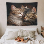 VUMIVI Cat Tapestry Adorable Animals Two Kittens Snuggling Together Vintage Print Realistic Design Tapestry Wall Hanging for Living Room Bedroom Dorm Classroom Aesthetic Decor W40xL30in