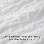 Bedsure Boho Duvet Cover Cal King Size, Soft & Comfortable Elegant Design Boho Bedding for Decoration, Machine Washable Comforter Cover for All Seasons,Includes 1 Duvet Cover & 2 Pillow Shams,White