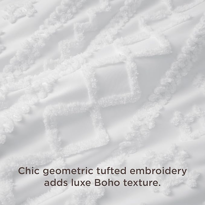 Bedsure Boho Duvet Cover Full Size, Soft & Comfortable Elegant Design Boho Bedding for Decoration, Machine Washable Comforter Cover for All Seasons,Includes 1 Duvet Cover & 2 Pillow Shams,White