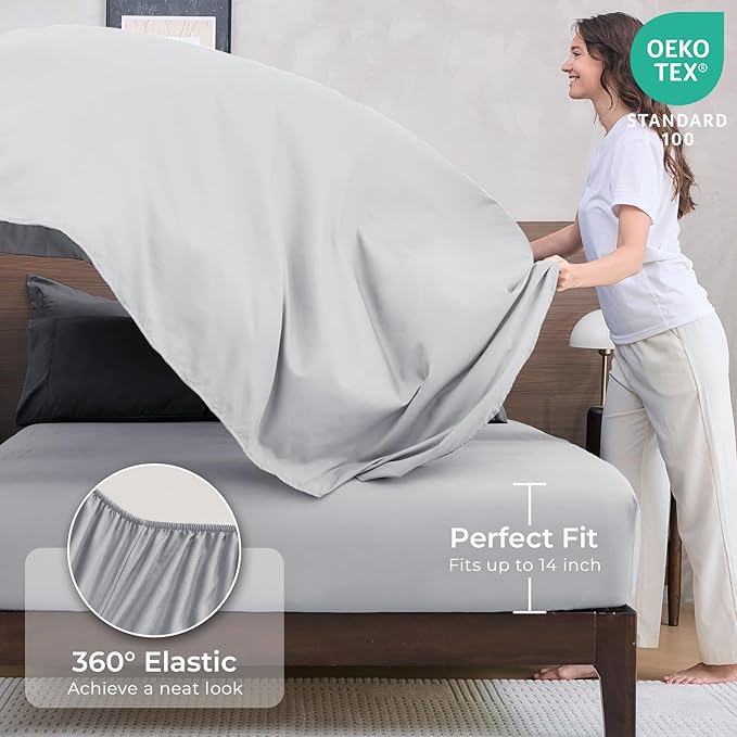 HEVUMYI Full Comforter Set - 7-Piece All Season Bed in a Bag Full, Ultra Soft Bedding Set with Comforter, Flat Sheet, Fitted Sheet, Pillowcases, Pillow Shams, Dark Grey & Light Grey