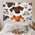 VUMIVI Cartoon Dog Head Tapestry Adorable Pets Humorous Style Abstract Art Illustration Tapestry Wall Hanging for Living Room Bedroom Dorm Classroom Aesthetic Decor W60xL40in
