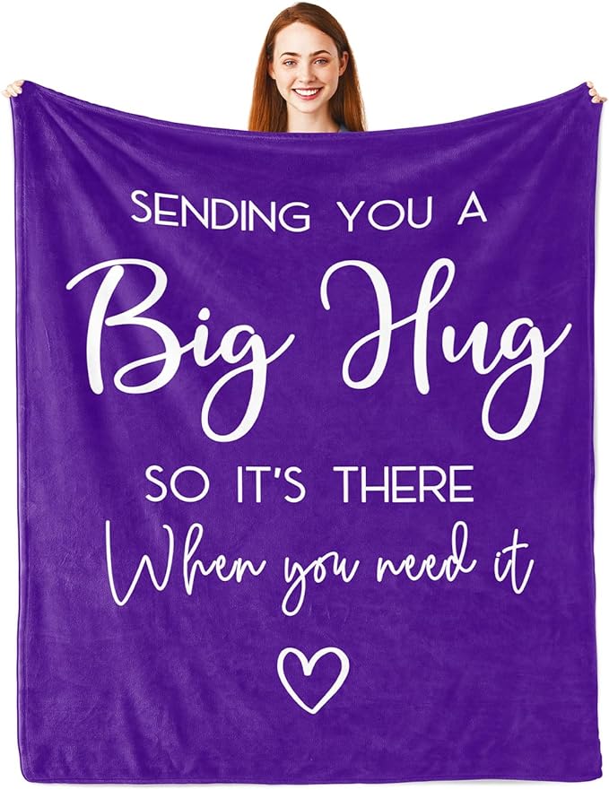 Pubrave Inspirational Gifts for Women, Get Well/Thinking of You/Cheer Up/Birthday Gifts for Women/Girls, Hug/Love Blanket Purple 60x50in