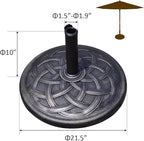Tangkula 43 lbs Heavy Duty Resin Umbrella Base, Round Parasol Holder with Adjustable Knob for Φ1.5-Φ1.9 Pole, with Beautiful Decorative Pattern, Easy Setup