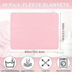Newwiee 48 Pcs Fleece Throw Blankets Bulk 50'' x 60'' Oeko-tex Standard 100 Certified Spring Outdoor Wedding Guest Blankets Lightweight for Sleepover Donation Lap Pet Sofa Home (Rose Pink)