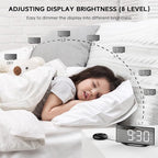 OnLyee Vibrating Alarm Clock with 8.7” LED Mirror for Heavy Sleepers & Hearing Impaired, Bed Shaker & 3 Wake-Up Modes, Dual Alarms, USB Charging, Adjustable Brightness, Snooze Function