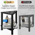 Shower Foot Rest, Shower Stool for Inside Shower, Stainless Steel Waterproof Shower Stool for Shaving Legs - Corner Bathroom Bench Seat with Storage Shelf for Small Shower Spaces