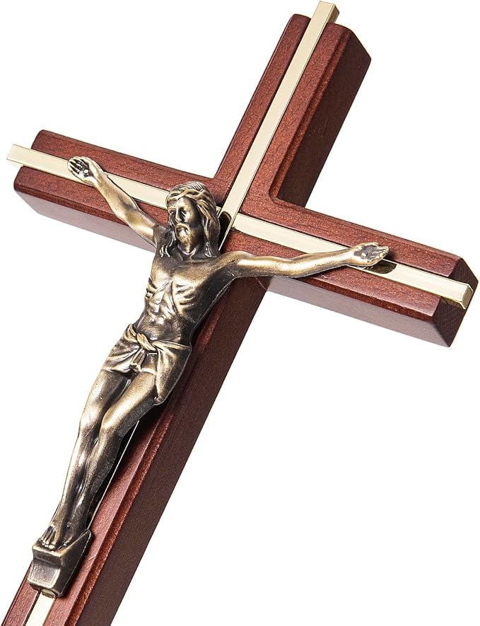 ACHIBANG 10" Crucifix Wall Cross with Jesus – Catholic Wooden Cross for Faith & Blessing, Wall or Home Decor