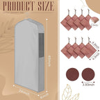 2 Set 40in Short Cotton Garment Bags, 6in Wide Gusset Hanging Storage Clothes with 8 Cedar Blocks, Transparent Mesh Window, Breathable Closet Bags for Fur Coat Suit Sweater Dress, Gray