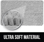 KANGAROO Bathroom Rugs, Chenille Soft Absorbent Bath Rug, Shaggy Shower Mat, Quick Dry Machine Wash Bathmat, Plush Carpet Mats for Tub, Bathtub and Room Home Decor Accessories, 30x20, Light Blue