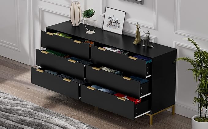 Anmytek Black Dresser for Bedroom, 3 Drawer Dresser with Spacious Storage Modern Wood Chest of Drawers for Bedroom Living Room Chest of Drawers for Hallway H0073