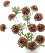 DuHouse 6pcs Artificial Flowers Faux Silk Pompon Mum,Silk Small Mini Chrysanthemum Ball with Stems for DIY Bouquets Centerpieces Vase Home Table Kitchen Decorations(Mocha Brown)