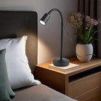 DAMI Dimmable LED Desk Lamp USB Powered, 3 Color Modes Flexible Gooseneck Reading Light, Eye-Caring Small Table Lamp for Home Office Study Bedroom Dorm Bedside - Black