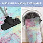 IOHOUZE Small Abstract Area Rug 2x3 Ft Entryway Rugs Washable Door Mat Indoor Entrance, Rubber Backed Throw Rugs, Printed Faux Wool Non Slip Floor Carpet for Foyer Front Door Sink, Pink Teal
