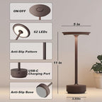 1 Pack Rechargeable Table Lamps Cordless, Portable 5000mAh Outdoor Table Light, 3 Color Stepless Dimming LED Table Lamp with Memory Function, for Home/Dinner/Patio/Restaurant.(Rust)