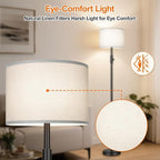 Floor Lamp Simple Design with Shade, Small Tall Lamps for Living Room Bedroom Office Dining Room Kitchen, Black Pole Lamp-Gray