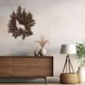 SIGNLEADER Metal Wall Art Decor Wolf and Pine Tree Minimalist Modern Abstract Wall Sculpture Hangings Home Decoration for Living Room, Bedroom, Bathroom, Kitchen, Outdoor - 30" Bronze