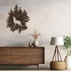 SIGNLEADER Metal Wall Art Decor Wolf and Pine Tree Minimalist Modern Abstract Wall Sculpture Hangings Home Decoration for Living Room, Bedroom, Bathroom, Kitchen, Outdoor - 30" Bronze