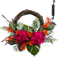 Solar Spring Wreath 24 inchWreath for Front Door Pre-lit 50LED Spring Decorations for Outside Flower Basket Summer Decor Wreath for Wall Festival Holiday Farmhouse Decor(2406)