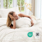 Sasttie California King Comforter Set, 7-Piece Bed in a Bag, Pintuck Bedding Sets for All Season, Includes Comforter, Flat Sheet, Fitted Sheet, Pillowcases and Pillowshams, Ivory