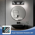 Modern LED Small Bathroom Lights Fixtures(3-Light),Metal Black Acrylic Wall Lighting,Vanity Lights for Bathroom Over Mirror(6000K 16in)