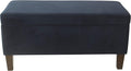 HomePop Large Upholstered Rectangular Storage Ottoman Bench with Hinged Lid, Navy