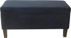 HomePop Large Upholstered Rectangular Storage Ottoman Bench with Hinged Lid, Navy