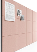 Bumusty Large Cork Board 48" x 36" Alternative - 12 Pack Felt Wall Tiles with 70 Safe Removable Adhesive Tabs, 30 Pushpins, Cork Boards for Walls Pin Board Bulletin Board Office Decor (Pink)