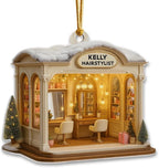 Personalized Hair Salon Christmas Ornament 2025, Flat Acrylic Custom Name Ornament, for Hairdresser, Hair Stylist Keepsake, Christmas Tree Decoration