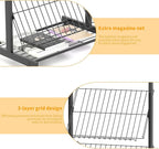 lesolar Floor-Standing Magazine Rack with Poster Board Stand 4-tier Newspaper Holder Book Display Shelf Brochure Display Stand Poster Sign Holder with Wheels Suitable for Exhibitions Store Business