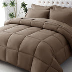 JOLLYVOGUE California King Comforter Set, Ultra-Soft Bed in a Bag Cal King Size 7 Pieces, Oeko-TEX Certified Bedding Set with Down Alternative Comforter, Sheets, Pillowcases & Shams, Brown