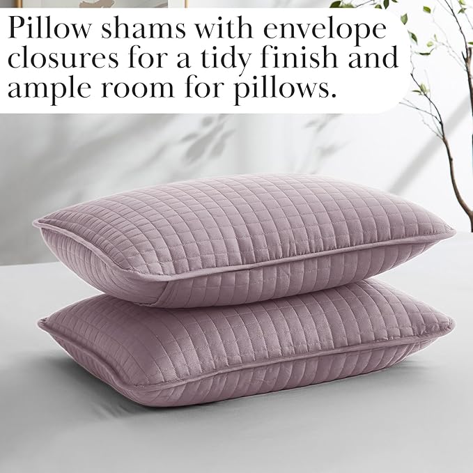 Southshore Fine Living, Inc. Full/Queen Quilt Set, Full Size Quilts with 2 Matching Pillow Shams, Lightweight Quilt Coverlet, Lightweight, Easy Care Machine Washable Queen Size Bedspread, Lavender