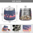 Hawaii Sunset Beach View Ashtray with Lid, Outdoor Ashtrays for Patio, Stainless Steel Ashtray Odorless Smokeless for Home Office Balcony