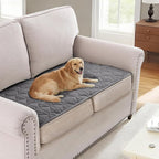 H.VERSAILTEX Couch Cover Chenille Pet Fuzzy Sofa Covers for 2 Cushion Couch Anti Slip Washable Sofa Slipcovers with Strap Soft Couch Protector Cover for Dogs Cats Kids(27.6" x 59", Light Grey)