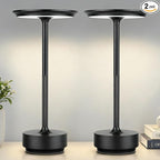2-Pack Rechargeable Cordless Table Lamps – 5000mAh LED Touch Lamps with 3 Color Modes & Stepless Dimming – Metal Table Lights for Dining, Patio, Bedroom, Camping, Restaurant(Black)