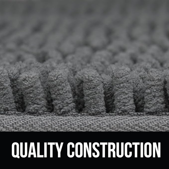 KANGAROO Bathroom Rugs, Chenille Soft Absorbent Bath Rug, Shaggy Shower Mat, Quick Dry Machine Wash Bathmat, Plush Carpet Mats for Tub, Bathtub and Room Home Decor Accessories, 42x24, Grey