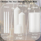 White Pillar Candles Bulk Set of 36，Hurricane Candles，3 Different Lengths 2 x 3/6/8 Inch (12 Each)，Dripless Unscented Smokeless，Gives You a Better Atmosphere When Organizing an Event Party.