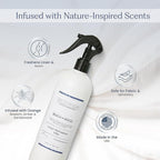 FIELD FLEUR Beachwood Linen & Room Spray 15.5 oz - Aromatic & Refreshing Bedding & Fabric Mist - Air Freshener for Clothes & Sofas - Notes of Peach, Orange Blossom, Moss & Sandalwood -Made in USA