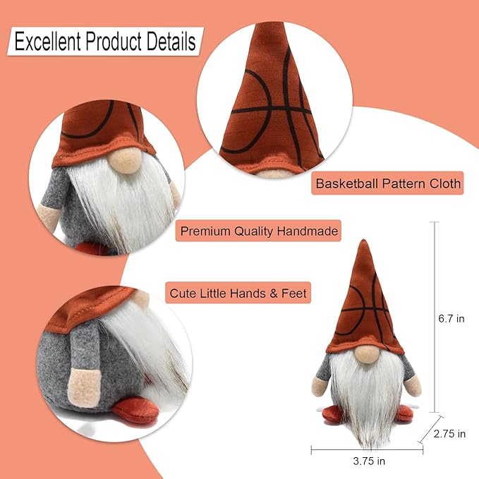 Little Basketball Gnomes Plush Ornaments Cute Swedish Tomte Nisse Dwarf Gnome Doll Sports Game Fans Gifts Tiered Tray Home Decoration