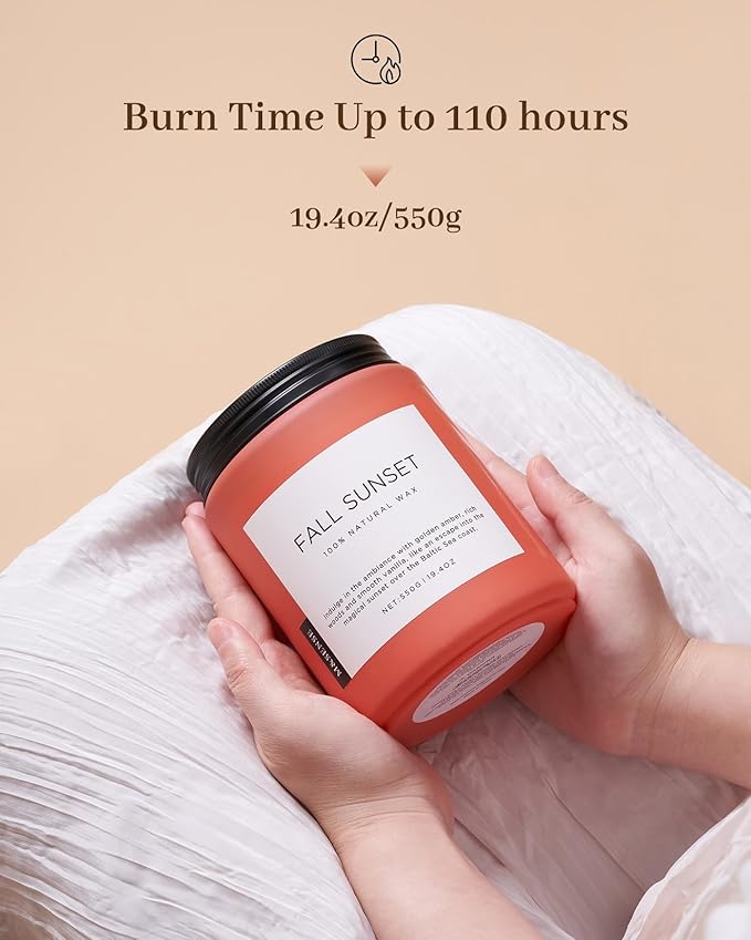 M&SENSE Amber Santal Soy Candles, Scented Candle 110 Hours Long Lasting Clean Burn Large Candle for Home Natural Organic Aromatherapy Relaxing Candle Birthday Holiday Gifts for Women Men