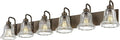 zeyu 6-Light Bathroom Wall Light, 46 Inch Bronze Vanity Lights, Modern Vanity Lamp in Oil Rubbed Bronze Finish with Clear Striped Glass, ZJX117B-6W ORB