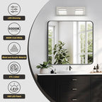 OKELI 2-Light Bathroom Vanity Light Fixture Brushed Nickel Modern Mirror Front Lamp for Bathroom, Stairs, Hallway Bedside Dimmable Cold White 24W ETL Listed, 350° Adjustable Lamp Head