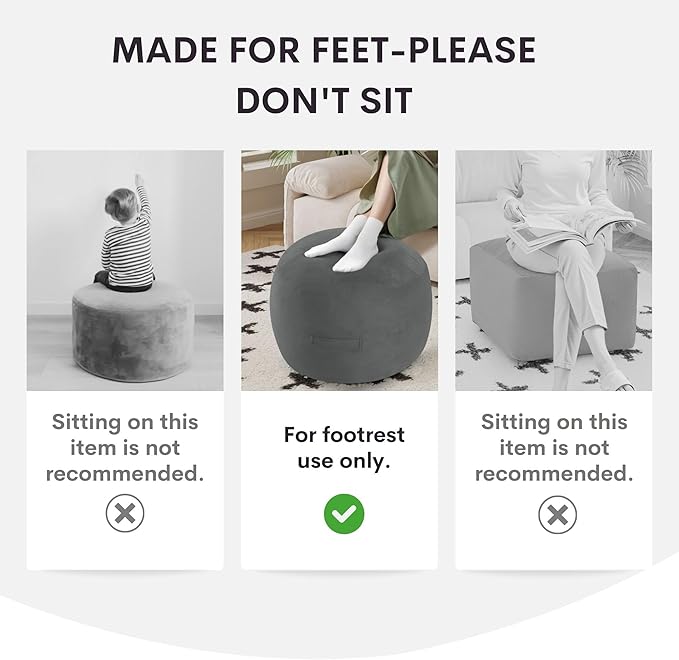 MeMoreCool Stuffed Round Pouf Ottoman Foot Rest, Floor Pouf Foot Stool with Soft Foam Chunk Filling, Small Round Ottoman Footstool Circle Footrest for Living Room, Black