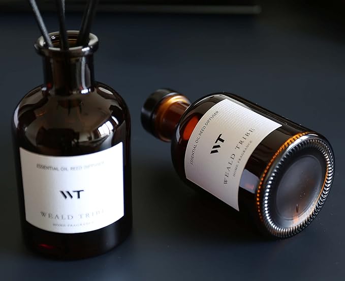 WEALD TRIBE Reed Diffuser Set for Bathroom Air Fresheners, Oil Diffuser Sticks | Sandalwood Rose Scent 5.1 fl oz Home Fragrance with Sticks Defusers | House Bedroom Office Shelf Decor