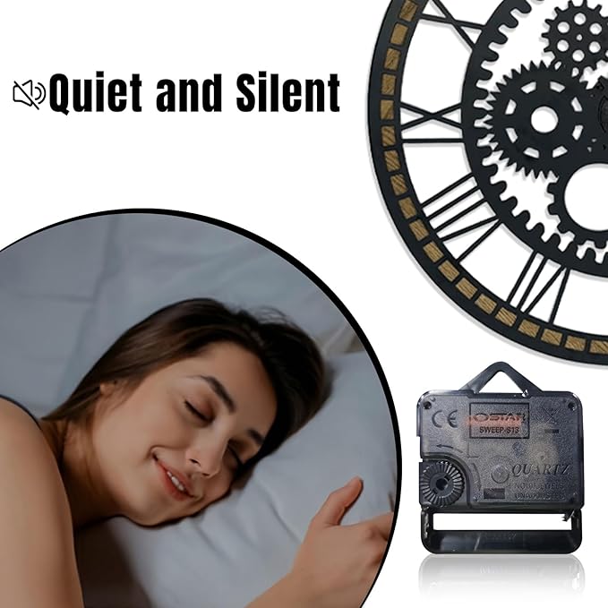 24 Inch Wall Clock, Gear Clock, Silent Non Ticking, Battery Operated Large Wall Clocks for Living Room Decor, Kitchen, Office (Vintage Industrial Steampunk)