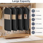 DIMJ 2 Pack 43" Space Saving Garment Bags for Hanging Clothes With Compression Zipper Carry Handles and Window, Washable Suit Bag for Dress, Clothes, Coats, Down Jacket, Closet, Moving, Travel