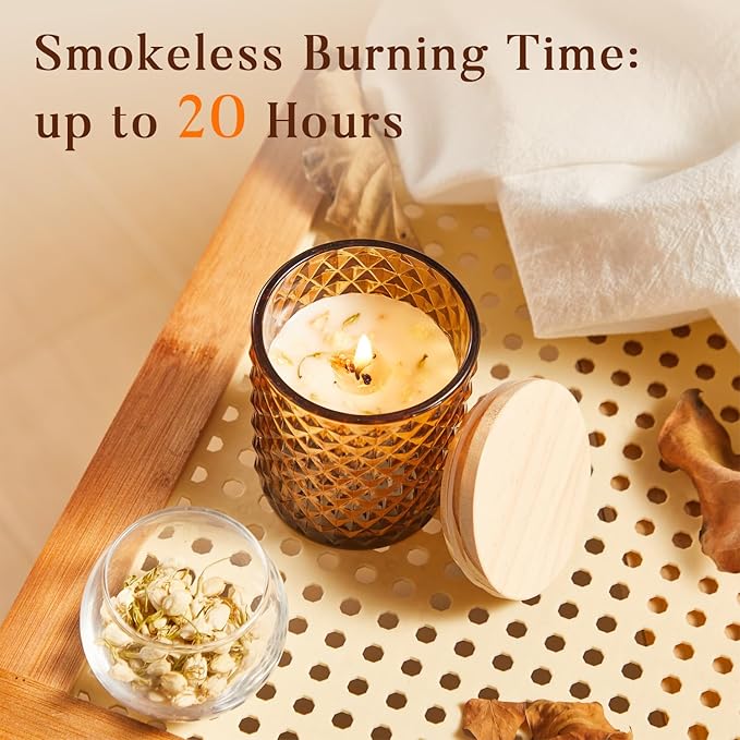 Jasmine Candle for Home Scented, Natural Soy Candle for Women with 20H Burn Time Non-Toxic Aroma, 4.2oz Long Lasting Smokeless Aromatherapy Jar Candle Gift for Wedding, Birthday, Party