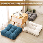 Floor Pillow Set of 2, Memory Foam Floor Cushions for Adults, Large Meditation Pillow for Sitting, 22 x 22 Inches (Square | Navy)