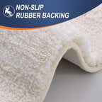 OLANLY Bathroom Rug Set 2 Piece, Soft Absorbent Microfiber Bath Mats and U-Shaped Contour Toilet Rug, Non-Slip, Machine Wash Dry, Plush Shaggy Bath Mats for Bathroom (30"x20"+24"x20", Light Beige)